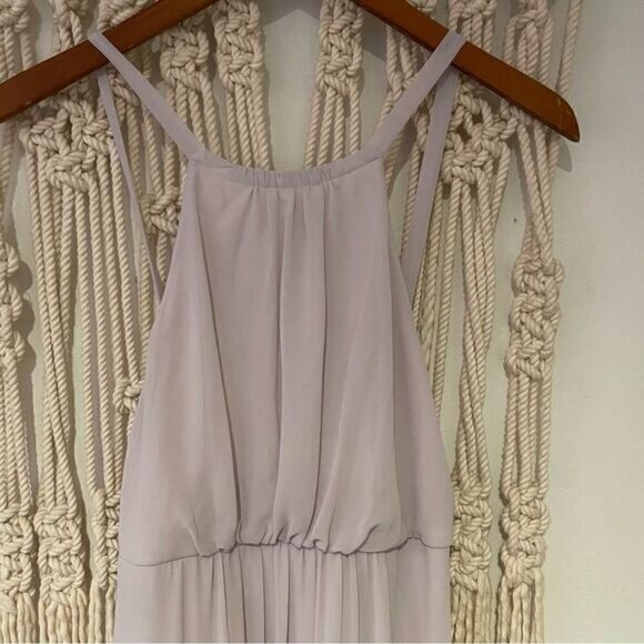 Show Me Your Mumu Maxi Dress MED Chiffon Lilac High Neck Bridesmaids “Amanda” - Picture 3 of 10